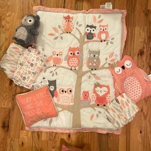 Lambs and ivy coral and gold baby bedding